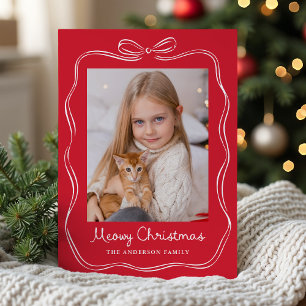 Cartes Pour Fêtes Annuelles Photo de Noël fantaisiste à l'aquarelle avec un nœ