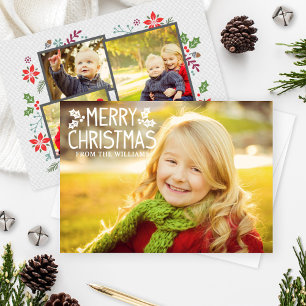 Cartes Pour Fêtes Annuelles Photo de Noël fantaisiste avec Holly Joyeux Noël