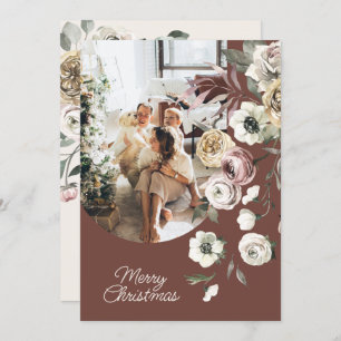 Cartes Pour Fêtes Annuelles Photo de Noël floral personnalisée