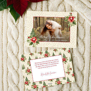 Cartes Pour Fêtes Annuelles Photo de Noël Floral Rétro Vintage Couleur Vive