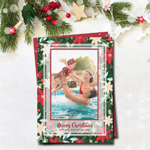 Cartes Pour Fêtes Annuelles Photo de Noël florale de Poinsettia