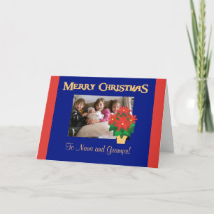 Cartes Pour Fêtes Annuelles Photo de Noël Front Personnalisé Rouge Poinsettias