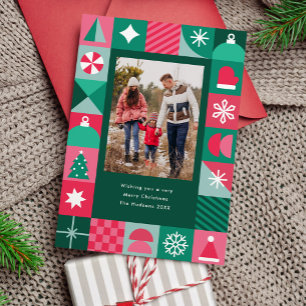 Cartes Pour Fêtes Annuelles Photo de Noël géométrique moderne