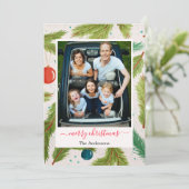 Cartes Pour Fêtes Annuelles Photo de Noël Green White (Debout devant)