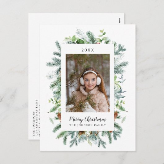 Cartes Pour Fêtes Annuelles Photo de Noël hiver (Devant / Derrière)