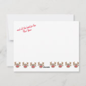 Cartes Pour Fêtes Annuelles Photo de Noël Ho Ho Ho Cartographie Reindeer Blanc (Dos)