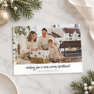 Cartes Pour Fêtes Annuelles Photo de Noël horizontal minimaliste écriture blan
