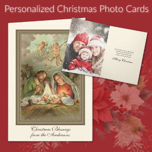 Cartes Pour Fêtes Annuelles Photo de Noël Jésus Vierge Marie Saint Joseph