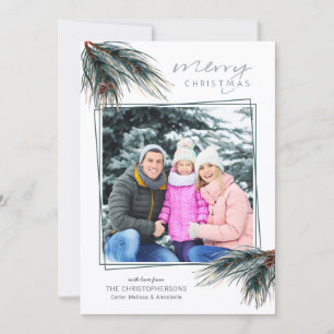 Cartes Pour Fêtes Annuelles Photo de NOËL JOYEUX à l'aquarelle avec pin et pom