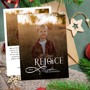 Cartes Pour Fêtes Annuelles Photo de Noël joyeux chrétien religieux Réjouissez