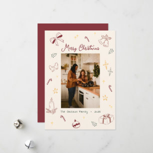 Cartes Pour Fêtes Annuelles Photo de Noël joyeux dessiné à la main ludique