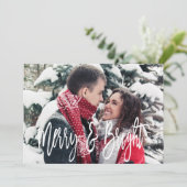 Cartes Pour Fêtes Annuelles Photo de Noël Joyeux et écriture manuscrite brilla (Debout devant)