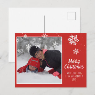 Cartes Pour Fêtes Annuelles Photo de Noël joyeux flocon de neige rouge festif