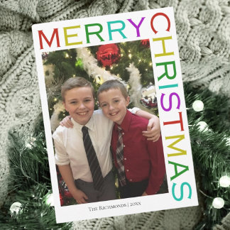 Cartes Pour Fêtes Annuelles Photo de Noël joyeux moderne et coloré