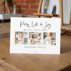 Cartes Pour Fêtes Annuelles Photo de Noël Joyeux Noël Paix Amour & Joie