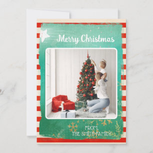 Cartes Pour Fêtes Annuelles Photo de Noël joyeux vert et rouge