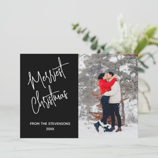 Cartes Pour Fêtes Annuelles Photo de Noël la plus moderne Noir (Debout devant)