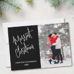 Cartes Pour Fêtes Annuelles Photo de Noël la plus moderne Noir<br><div class="desc">Cette carte de Noël noire moderne dispose d'un modèle photo que vous pouvez remplacer par votre photo,  et dit Noël Merriest dans la typographie stylisée.</div>