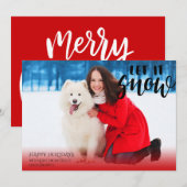 Cartes Pour Fêtes Annuelles Photo de Noël Laisser la neige Brassage Script (Devant / Derrière)