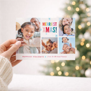 Cartes Pour Fêtes Annuelles PHOTO DE NOËL LE PLUS JOYEUX typographie moderne c