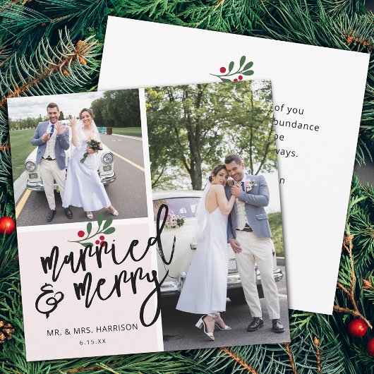 Cartes Pour Fêtes Annuelles Photo de Noël mariée et joyeuse