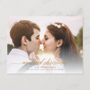 Cartes Pour Fêtes Annuelles Photo de Noël mariée   Or