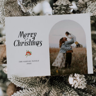 Cartes Pour Fêtes Annuelles Photo de Noël Minimaliste Arche Blanche Joyeux Noë