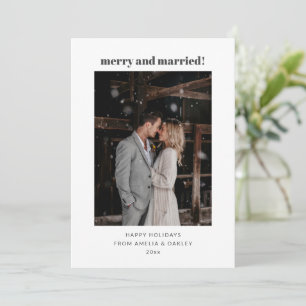 Cartes Pour Fêtes Annuelles Photo de Noël Minimaliste Blanc Marié Marié