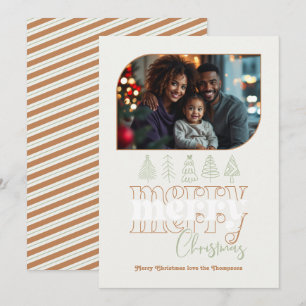 Cartes Pour Fêtes Annuelles Photo de Noël minimaliste et rétro aux motifs grib