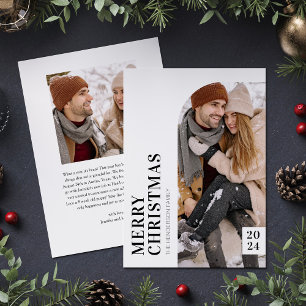 Cartes Pour Fêtes Annuelles Photo de Noël minimaliste noir et blanc
