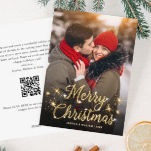 Cartes Pour Fêtes Annuelles PHOTO de Noël minimaliste Salutation code QR
