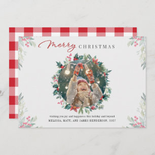 Cartes Pour Fêtes Annuelles Photo de Noël moderne Berries en plastique élégant