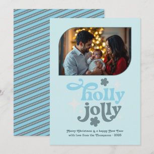 Cartes Pour Fêtes Annuelles Photo de Noël moderne bleu Lueur polaire