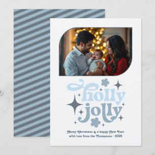 Cartes Pour Fêtes Annuelles Photo de Noël moderne bleu Lumière du Nord