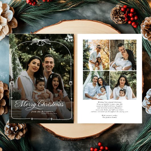 Cartes Pour Fêtes Annuelles Photo de Noël moderne Bow Joyeux