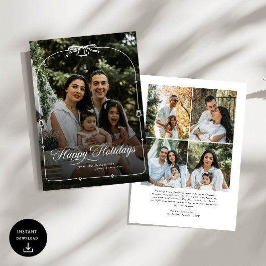 Cartes Pour Fêtes Annuelles Photo de Noël moderne Bow Joyeux