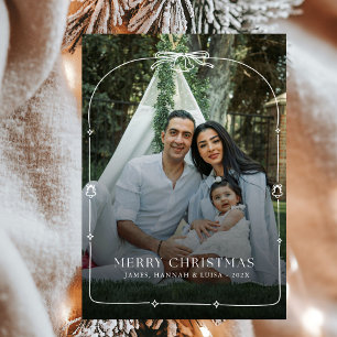 Cartes Pour Fêtes Annuelles Photo de Noël moderne Bow Joyeux