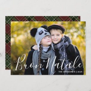 Cartes Pour Fêtes Annuelles Photo de Noël moderne Buon Natale Plaid