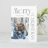 Cartes Pour Fêtes Annuelles Photo de Noël moderne noir et blanc (Debout devant)