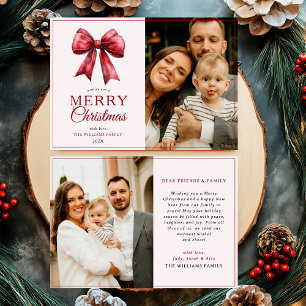 Cartes Pour Fêtes Annuelles Photo de Noël moderne Red Bow Joyeux