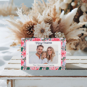 Cartes Pour Fêtes Annuelles Photo de Noël moderne rose tendance Joyeux Noël
