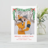 Cartes Pour Fêtes Annuelles Photo de Noël moderne simple Bow Joyeux (Debout devant)