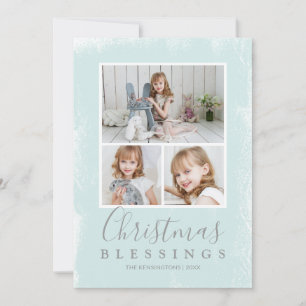 Cartes Pour Fêtes Annuelles Photo de Noël Moderne Vert Menthe Religieux