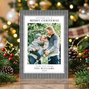 Cartes Pour Fêtes Annuelles Photo de Noël noir et blanc à carreaux