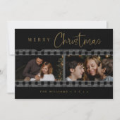 Cartes Pour Fêtes Annuelles Photo de Noël noir et or unique (Devant)