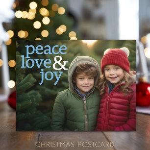 Cartes Pour Fêtes Annuelles Photo de Noël - Paix Amour et Joie Modernes