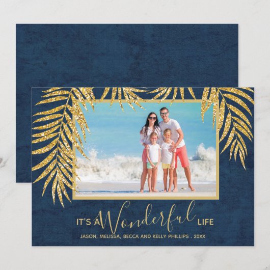 Cartes Pour Fêtes Annuelles Photo de Noël Palms (Devant / Derrière)