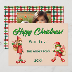 Cartes Pour Fêtes Annuelles Photo de Noël personnalisé de petit elfe mignon