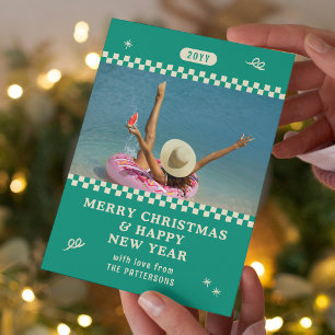 Cartes Pour Fêtes Annuelles Photo de Noël personnalisé Vert Rétro