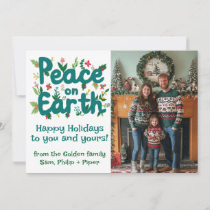 Cartes Pour Fêtes Annuelles PHOTO DE Noël PERSONNALISÉE DE LA PAIX SUR LA TERR